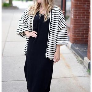 TheKorner striped open short sleeve sweater